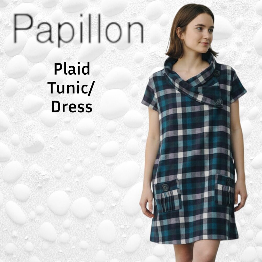 Papillon Plaid Tunic/Dress Size XL Fits like M/L NWOT